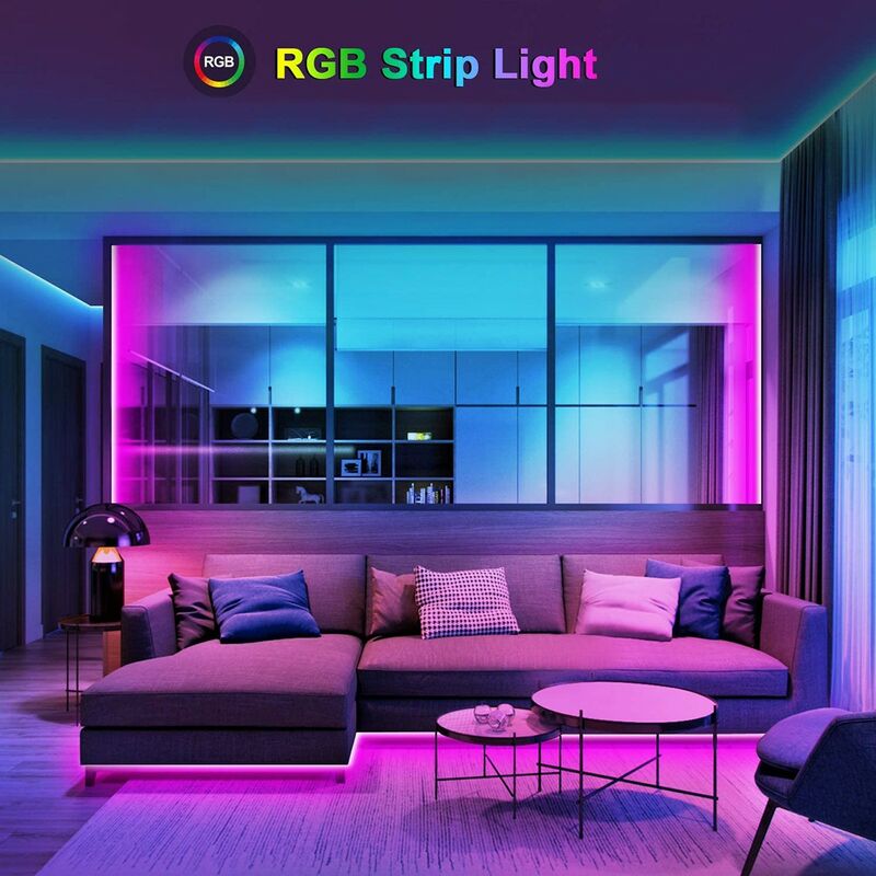 Strip LED RGB 5m Luminosità Colore Ritmo Regolabile con APP o Telecomando