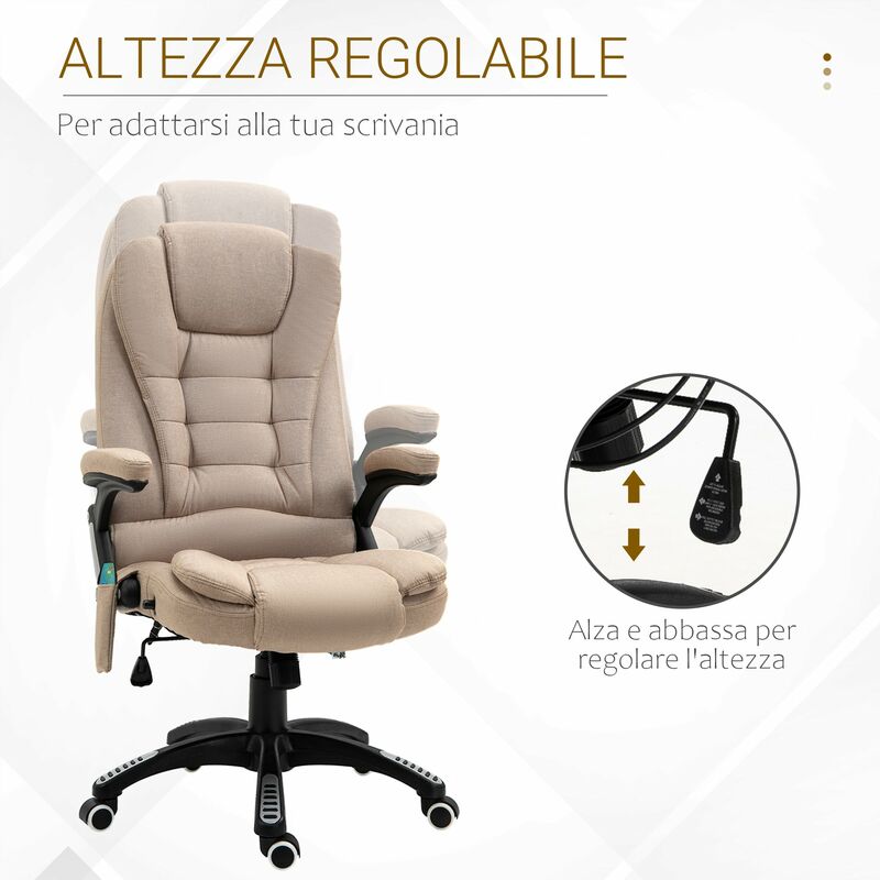 IDIMEX Sedia Girevole Da Ufficio Talia Beige Mélange - Regolabile In Altezza (42-52 Cm) Con Motivo Nido D'Ape E Base In Metallo