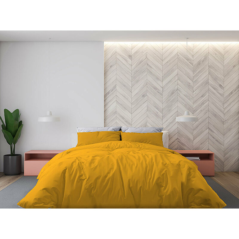 Litanika Set Piumino Matrimoniale 3 Pezzi Giallo Senape – 200x229 Cm + 2 Federe, Leggero E Morbido