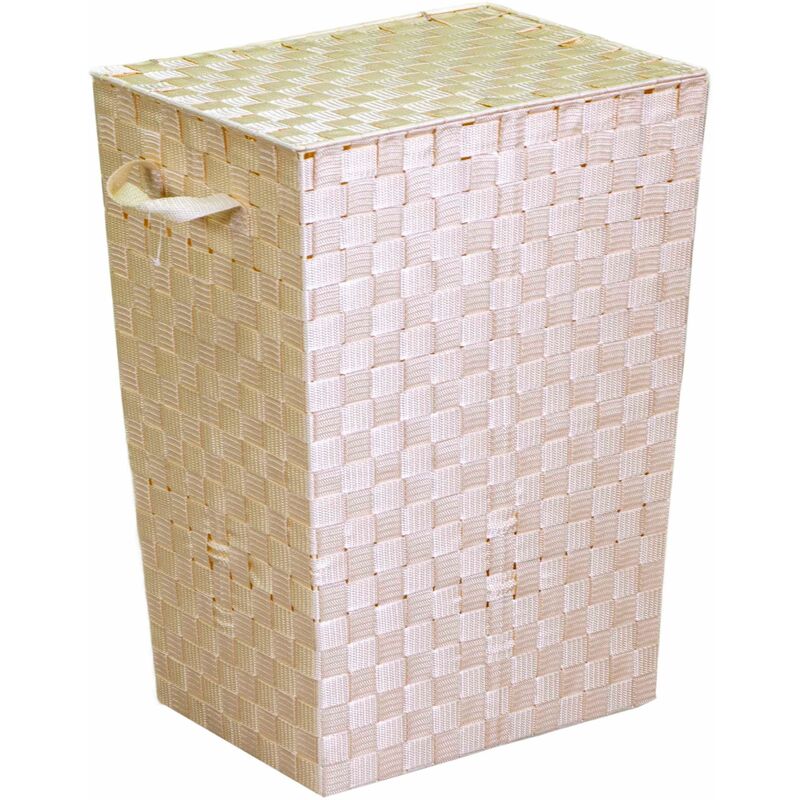 Cesto Portabiancheria In Plastica, Design A Maglia Aperta, 3 Pezzi, Colore Crema, Con Manici, 40 Litri, Salvaspazio Per Bagno E Camera Da Letto - 3