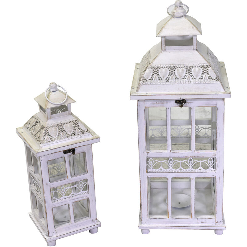 Set 2 lanterne decorative 30x30x74 cm e 23x23x59 cm grigio e