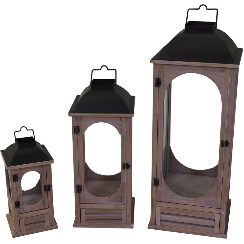 Set 2 Lanterne con cuore a batteria con candela effetto fiamma a led p