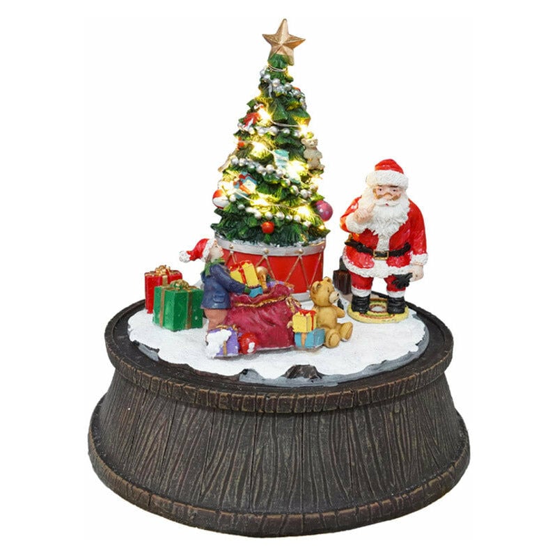 Addobbo Albero Di Natale Conbabbo Natale In Resina Con Topolino Nel Sacco  Dei Regali 10cm