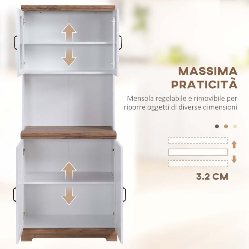 Credenza per Cucina con Armadietto a 2 Ante e Piano di Lavoro