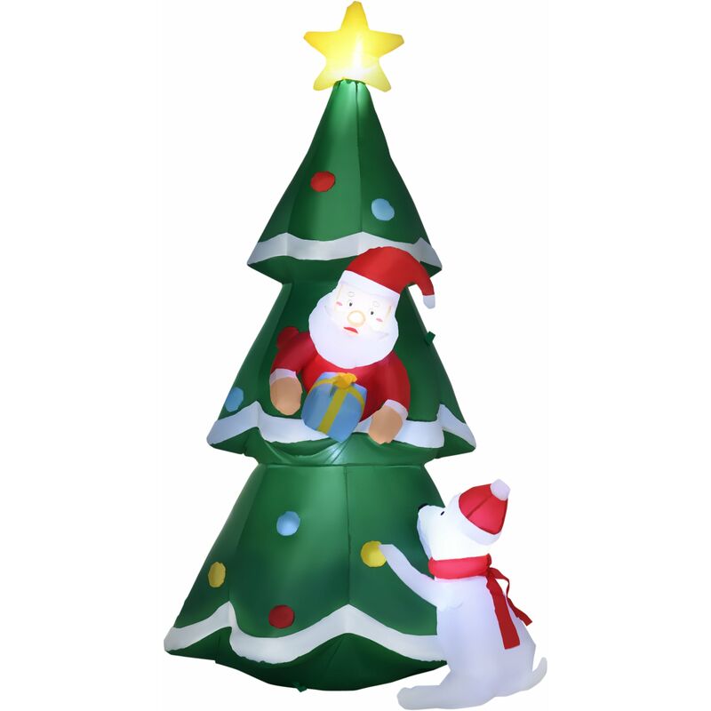 Gkstly 6FT/180CM Gonfiabili di Natale Babbo con Sacchetto Regalo Babbo Natale da Arrampicata Gonfiabile Decorazione Natalizia con Luci LED per Decorazioni Gonfiabili per Esterni da Giardino