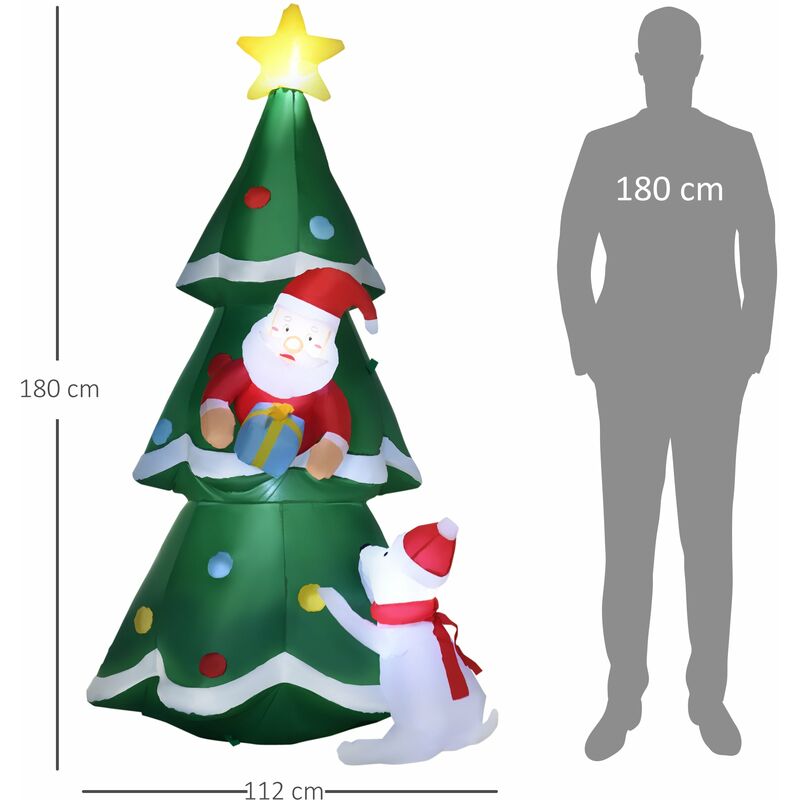 Albero Di Natale Gonfiabile Babbo Natale Con LED, 5,7 Metri, Decorazione Da Esterno Illuminata