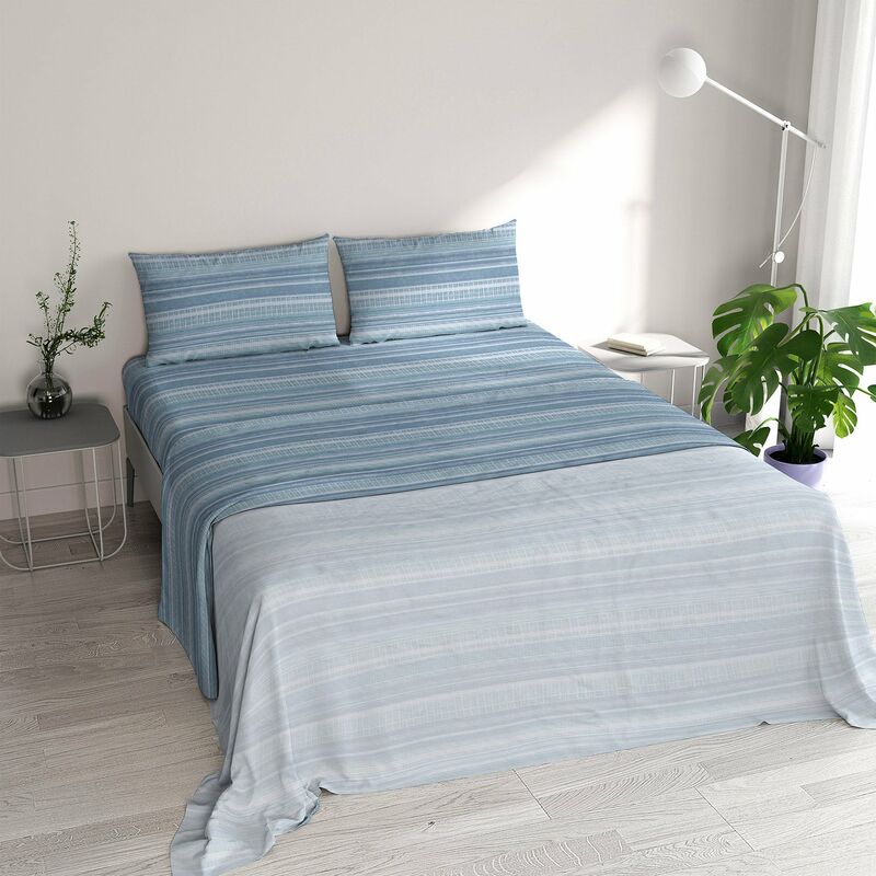 Completo letto in raso di puro cotone con lenzuola e federe Baldiflex