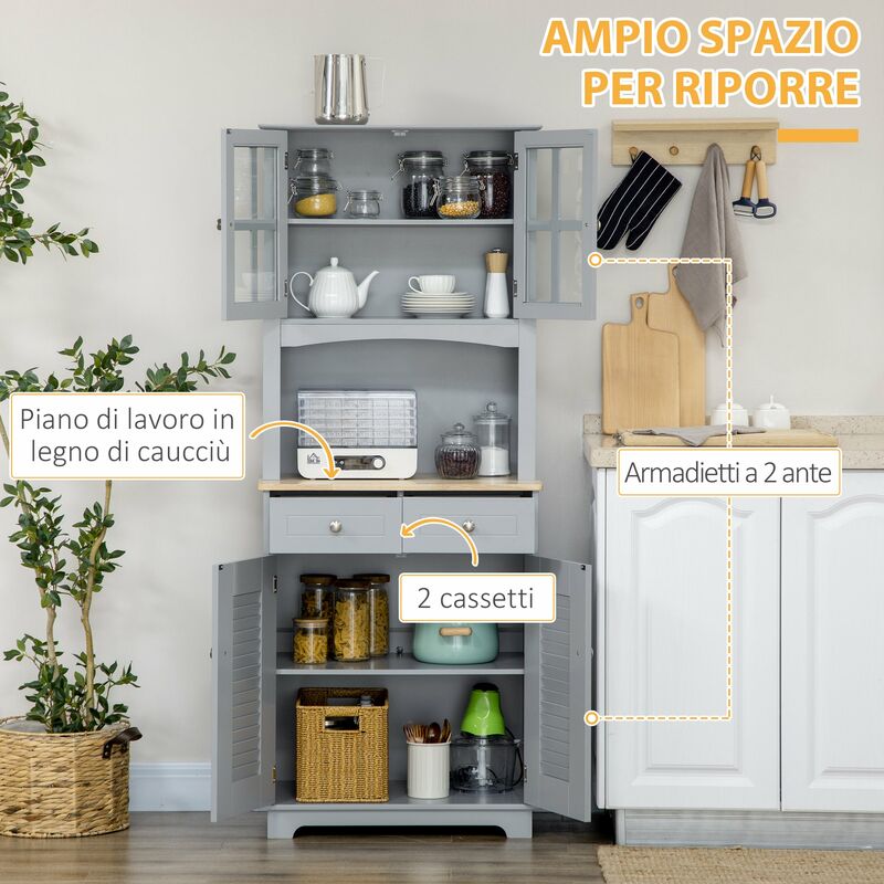 Mobile da Cucina Credenza con Ante e Cassetti 68x39,5x170 cm in Legno  Bianca – acquista su Giordano Shop