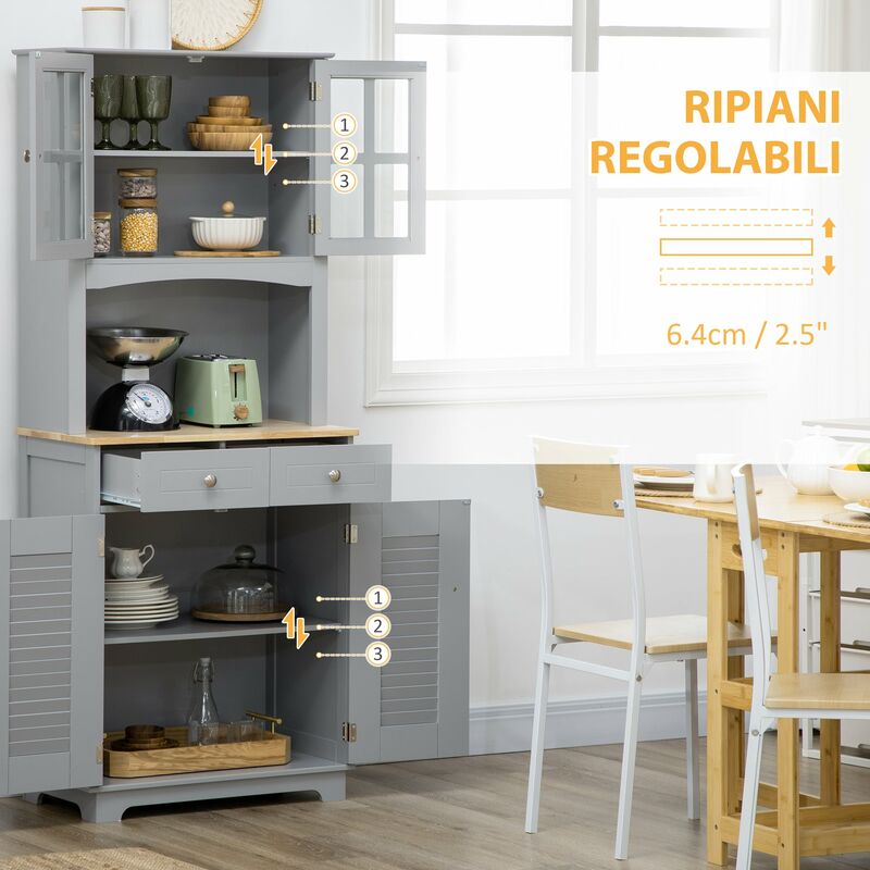 Mobile da Cucina Credenza con Ante e Cassetti 68x39,5x170 cm in Legno  Bianca – acquista su Giordano Shop