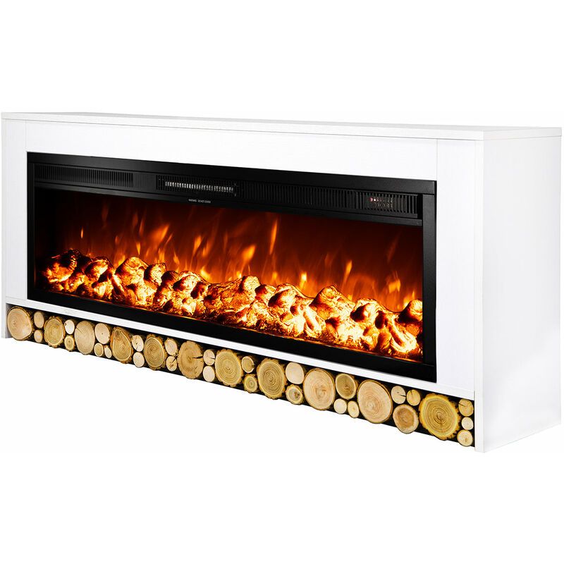 Camino Elettrico da Pavimento 63x150x30 cm Effetto Fiamma 1500W Rio &  Tanzania Bianco