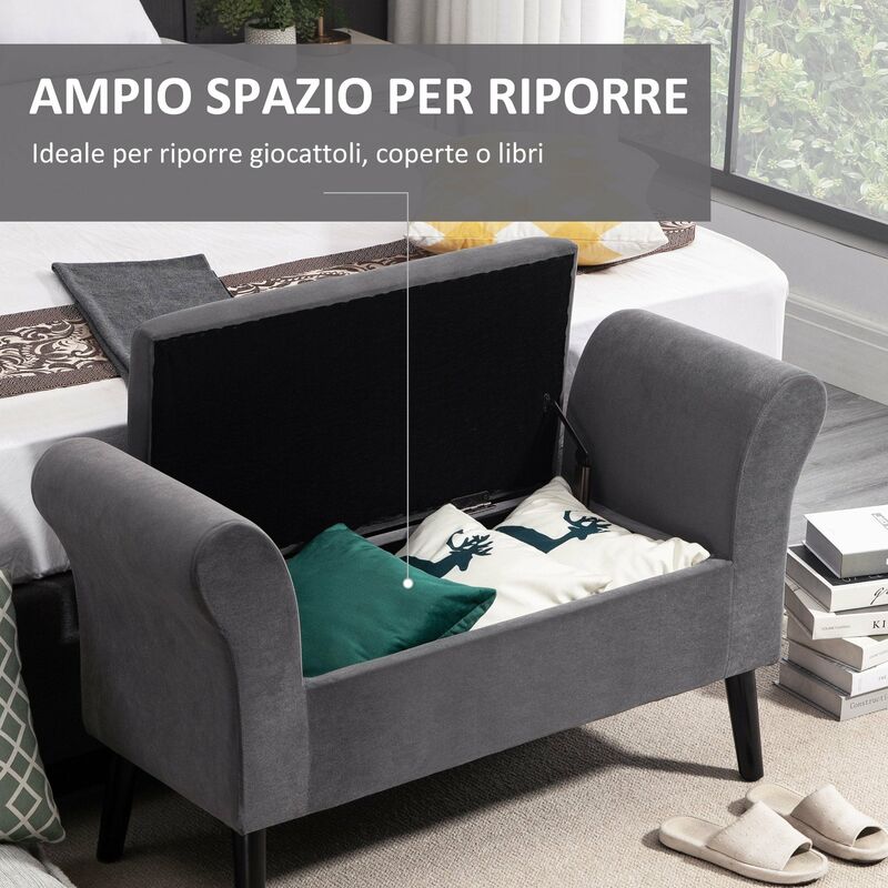 Panca Pouf Contenitore Imbottita 118x42x66 cm in Tessuto Blu – acquista su  Giordano Shop