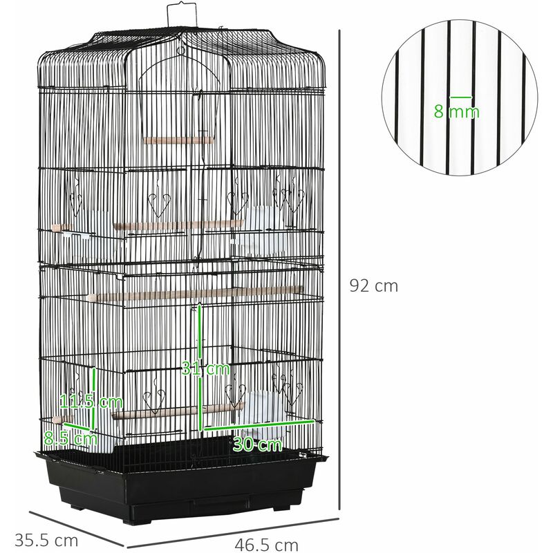 Voliera per Uccelli 79x49x133 cm in Acciaio Nero – acquista su Giordano Shop