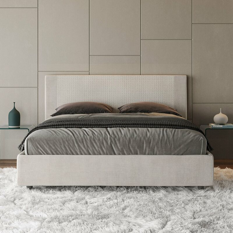 Letto Matrimoniale 160x190 cm con Rete e Contenitore Kaia Grigio