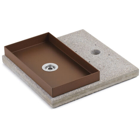 Base con Vaschetta per Fontane con Ghiera Grande 40x40x5 cm in Cemento Belfer 42/BSE/5 Ruggine