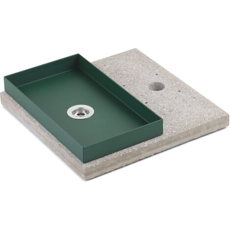 Base con Vaschetta per Fontane con Ghiera Grande 40x40x5 cm in Cemento Belfer 42/BSE/5 Verde