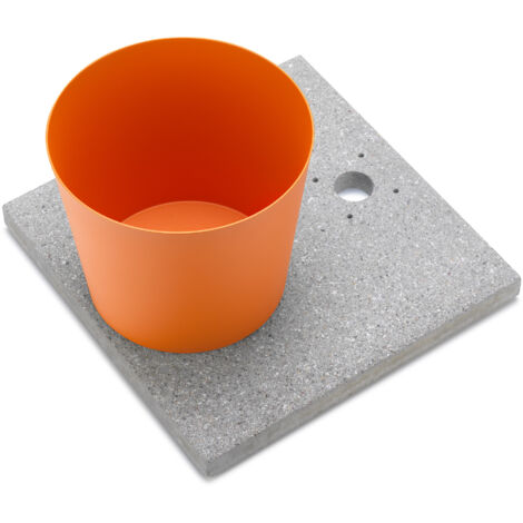 Base con Vaschetta per Fontane con Ghiera Piccola 40x40x5 cm in Cemento Belfer 42/BSE/4 Arancione