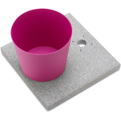 Base con Vaschetta per Fontane con Ghiera Piccola 40x40x5 cm in Cemento Belfer 42/BSE/4 Ciclamino