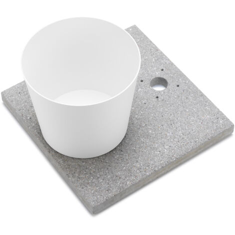 Base con Vaschetta per Fontane con Ghiera Piccola 40x40x5 cm in Cemento Belfer 42/BSE/4 Bianco