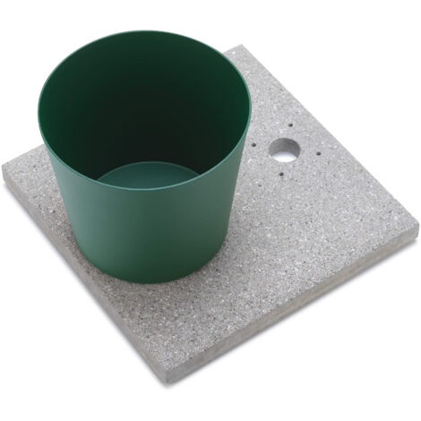 Base con Vaschetta per Fontane con Ghiera Piccola 40x40x5 cm in Cemento Belfer 42/BSE/4 Verde