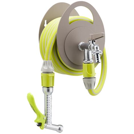 Portatubo da Muro in Metallo con Rubinetto a Doppia Uscita Belfer 42/MU Verde