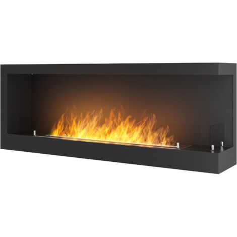 Camino a Bioetanolo da Incasso 120x45 cm Corner 1200 Right Destro Nero con Vetro