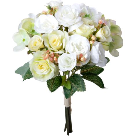 1 bouquet di fiori artificiali in seta, fiori finti da sposa, fiori realistici, per casa, giardino, feste, hotel, ufficio, decorazione (blu e viola