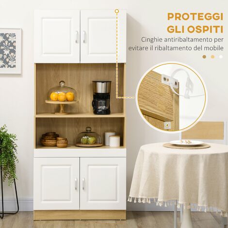 Mobiletto da Parete Salvaspazio 4 Ripiani Anta in Legno Bianco 53x14.5x50.5  cm – acquista su Giordano Shop