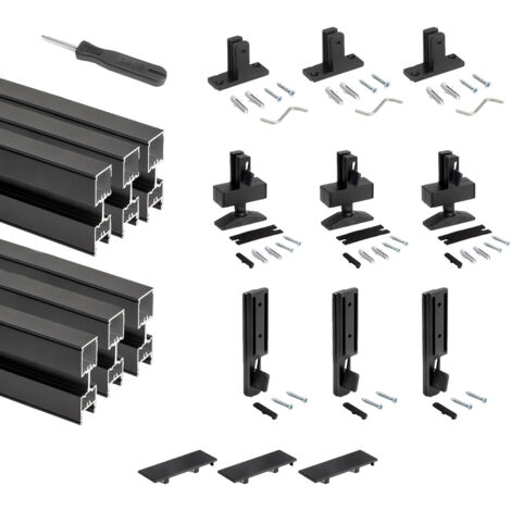 Kit Struttura Modulare Raccordi e 3 Profili a Pavimento e Parete in Alluminio Emuca Zero Nero (1/10)
