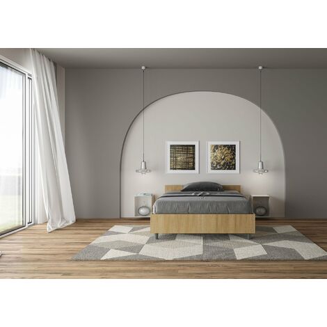 Ityhome NUAMO Letto una piazza e mezza effetto legno con, senza  contenitore con, senza rete