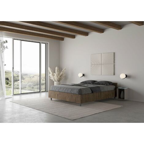 Letto Matrimoniale Francese 140x190 cm Senza Rete Nuamo Noce