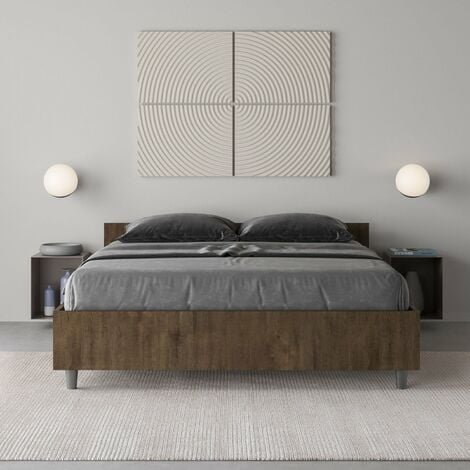 Letto Matrimoniale Francese 140x190 cm Senza Rete Nuamo Noce