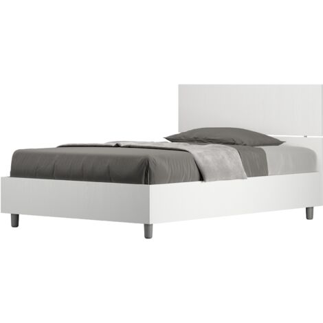 Letto 1 Piazza e Mezzo 120x190 cm Senza Rete Demas Testata Dritta Bianco Frassino (1/5)