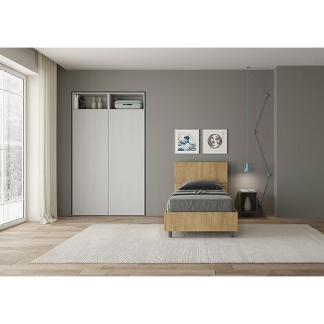 Letto Singolo 80x190 cm Senza Rete Demas Testata Inclinata Quercia