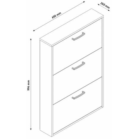 Scarpiera Salvaspazio 3 Ante Doppia Profondità 18 Paia 65x25x99,6 cm in  Truciolare Nobilitato Rovere Sonoma