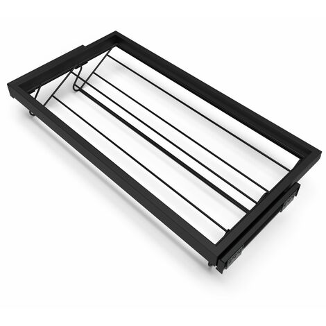 Kit Cassetto Portascarpe e Telaio per Armadio 900 mm in Alluminio e Plastica Emuca Nero
