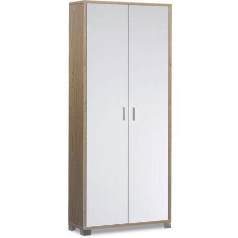 Armadio Multiuso 2 Ante 83x190x29 cm Noce Stelvio/Bianco Fiammato (1/3)