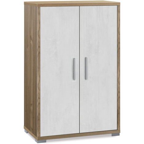 Armadietto Multiuso 2 Ante 71x110x41 cm Noce Stelvio/Ossido Bianco (1/3)