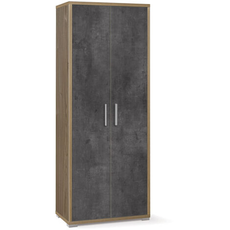 Armadio 2 Ante 71x182x41 cm Noce Stelvio/Ossido Nero (1/2)