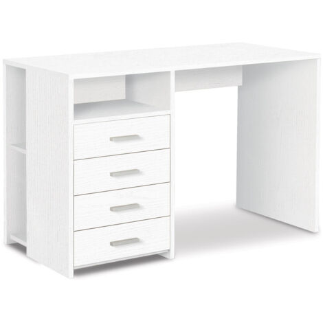 Scrivania da Ufficio 4 Cassetti 120x76x55 cm Bianco Fiammato (1/3)