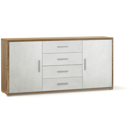 Madia 2 Ante 4 Cassetti 174x84x41 cm Noce Stelvio/Ossido Bianco (1/3)
