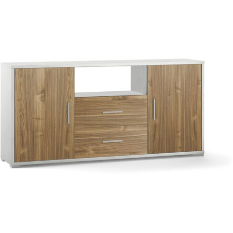 Madia 2 Ante 2 Cassetti 174x84x41 cm Ossido Bianco/Noce Stelvio (1/3)