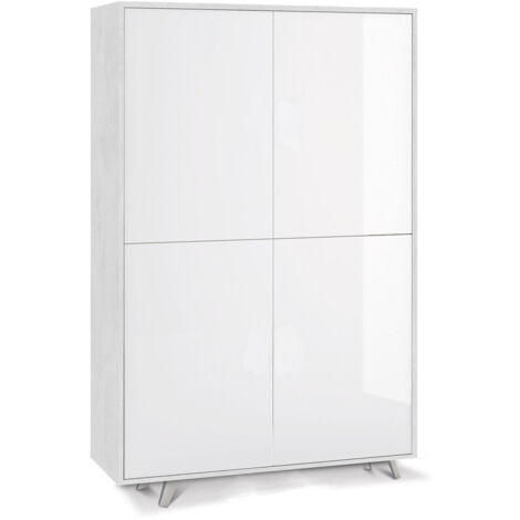 Mobile Multiuso 4 Ante 107x169x41 cm Ossido Bianco/Bianco Lucido (1/3)