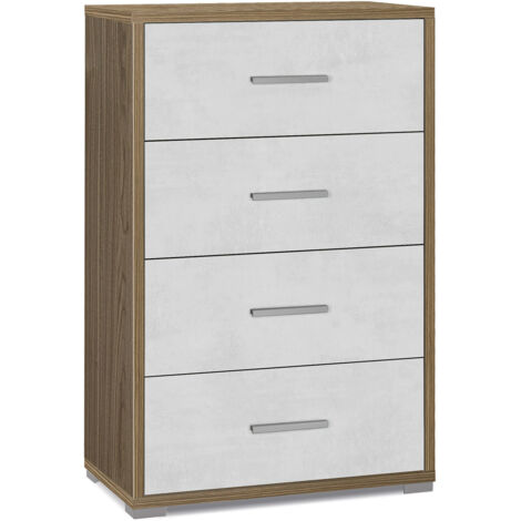 Cassettiera 4 Cassetti 71x110x41 cm Noce Stelvio/Ossido Bianco (1/4)