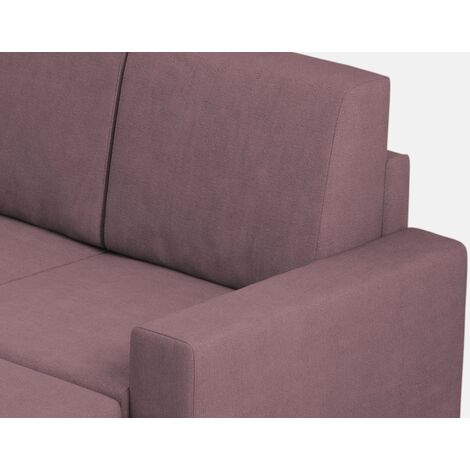 Divano 2 Posti con Pouf 168x145x85 cm Sakar in Tessuto Prugna