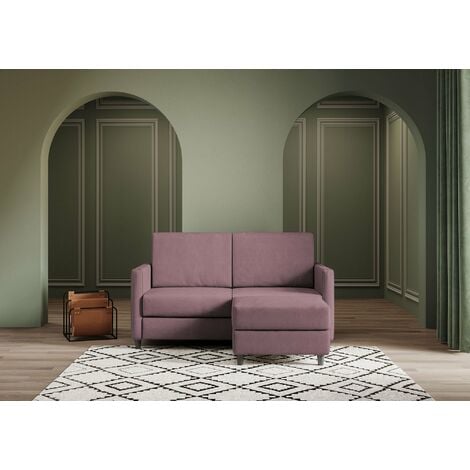 DIVANO 2 POSTI MADE IN ITALY DIVANETTO TESSUTO viola SOFA' POLTRONA RELAX  IMBOTTITA