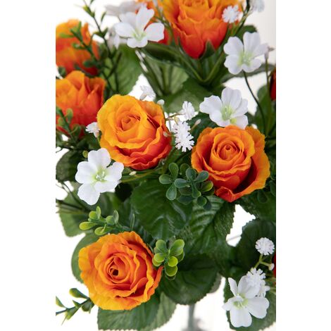 Set 3 Bouquet Artificiali con 13 Rose Gypsophila 33 cm