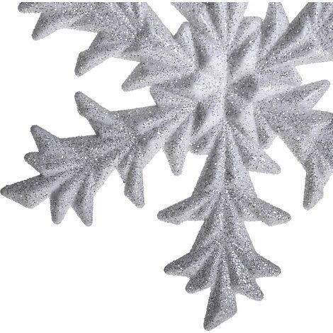 Set 12 Fiocco Neve con Glitter H12,6 cm Bianco