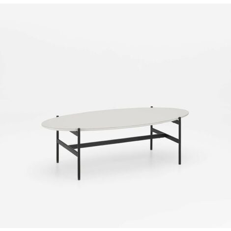 Tavolino 50x110xH35 cm in Ceramica e Metallo Minerva Bianco e Nero