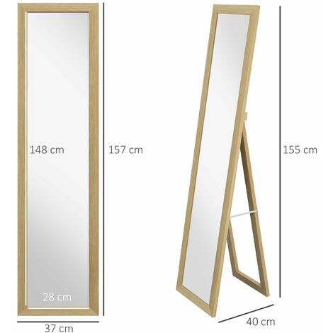 Specchio da Terra o Parete 37x40x155 cm con Cornice in MDF Color Legno