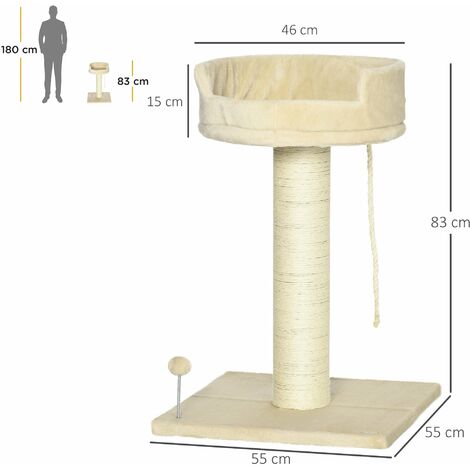 Tiragraffi Sisal Multilivello Albero Per Gatti GYMAX 118 Cm - Tiragraffi Sisal, Letto Rialzato, Piattaforme E Pallina, Bianco Albero Gatti Letto Rialzato - 9